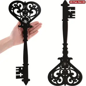 2 Piece Key Wall Decor Set, Large Skull Key Sign, Vintage Antique Wooden Wall Art, Farmhouse Bedroom Wall Decoration, 13.78 X 5.91 Inches