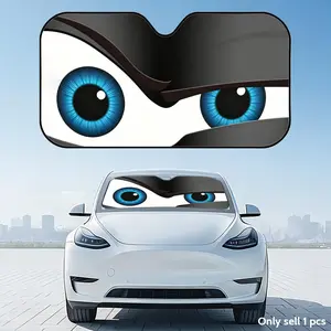 Cartoon Black Big Eye Cute Funny Sun Visor Car Windshield Sun Shade - Ultimate UV Blocker & Heat Insulation Cover | Keeps Vehicle Interior Cool & Protects Dashboard | Foldable, Universal Fit for Cars, SUVs, and Trucks | Essential Summer Protection