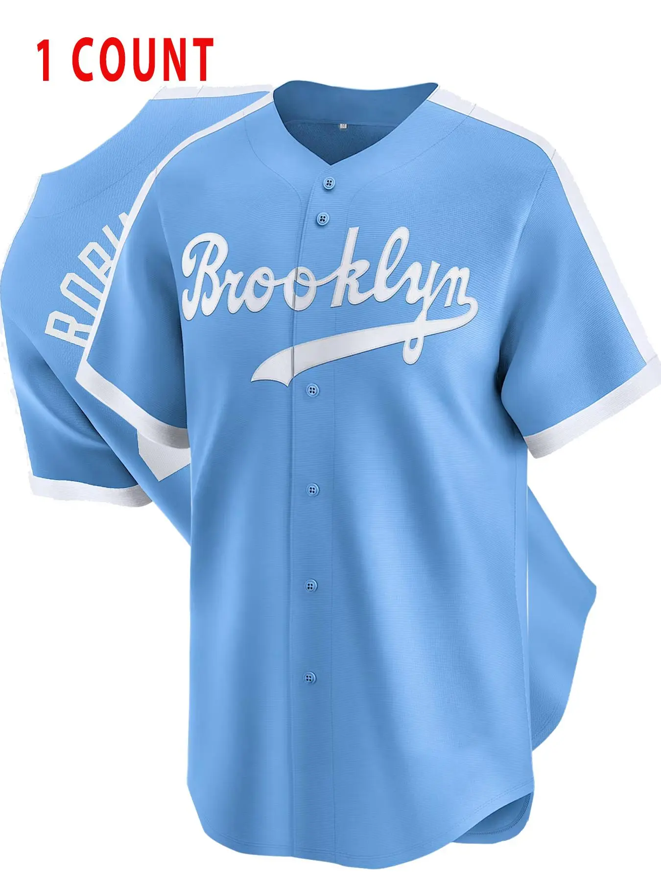 Men's Letter 42 & Brooklyn Print Baseball Jersey, Loose Sporty Quick Drying Baseball Top, Casual Sportswear for Outdoor Activities, Lightweight Jersey, Jersey Tops, Apparel Jersey, Sports Clothing