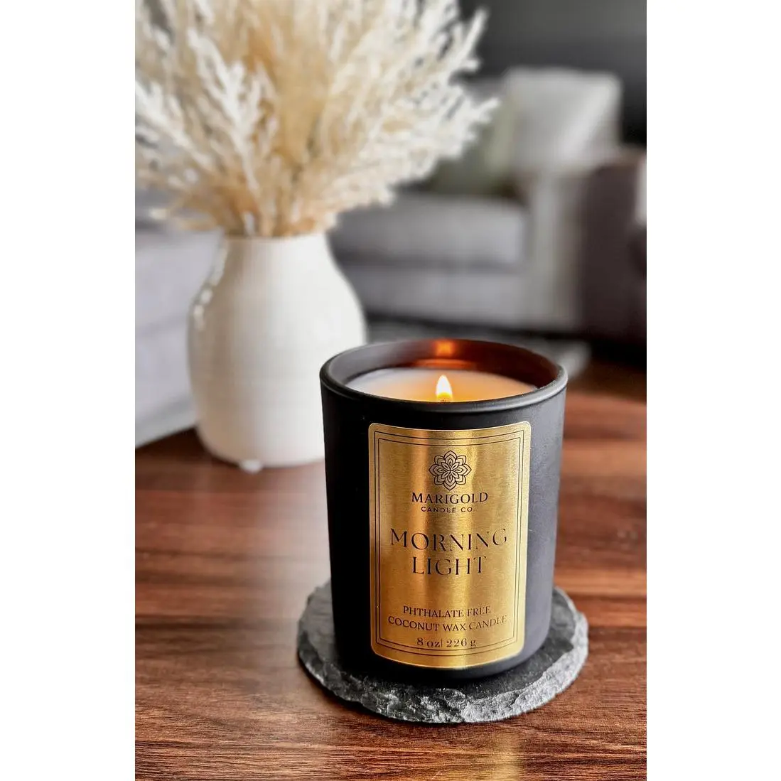 Marigold Candle Co. Morning Light Candle – Mint & Citrus 8 oz Coconut Wax 40 Hour Burn Time Fresh Bright Energizing Scent Hand Poured in Missouri - Decor