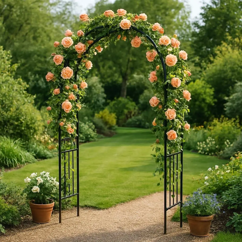 19.69"W x 105.12"H Heavy Duty Steel Garden Arch Arbor Trellis - Weather-Resistant Black Archway for Climbing Plants, Wedding Ceremony, Party & Outdoor Decoration - Sturdy Metal Arch for Lawn, Patio, Pathway & Backyard