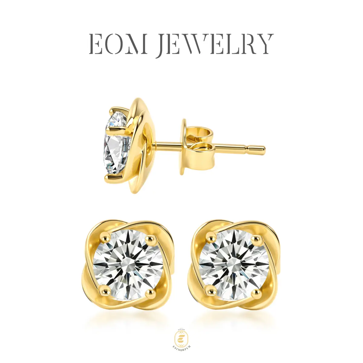 Moissanite 2ct Petal Whisper Floral Stud Earrings Silver-Plated Jewelry Birthday Valentine's Day Wedding Engagement Anniversary Gift Daily Wear
