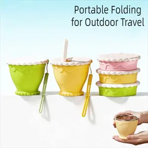 Foldable Cookie Travel Cup, Silicone Material Compressible, Portable Toothbrush Cup for Men and Women, Outdoor Camping Water Cup