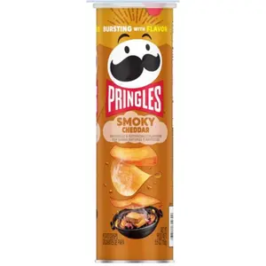 7x Pringles Smoky Cheddar - Potato Crisps Salty Snacks Savory Treats Party Food Lunchbox Sides On The Go Munchies Game Day Appetizers Bundle Bulk Wholesale Pack Lot Gourmet Flavored Stacks Chips Crunchy Smoked Cheese 5.5oz 7ct
