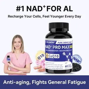 HIILEATHY NAD+ Pro Max | Pure Botanical Dietary Blend | 300mg Premium NAD+, CoQ10 & Resveratrol with Natural Plant Elements Brain Boost Supplement