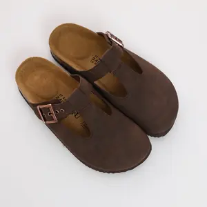 Women's Brown Color Buckle Design Slip on Walking Shoes Casual Comfortable Non-slip Slip on Shoes for Daily Wear Summer Footwear