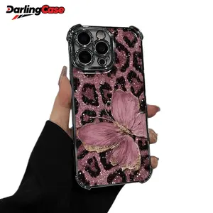 Darlingcase Pink Butterfly Pattern Anti-Drop TPU Case, For iPhone 17 Pro Max iPhone 16/15/14/13/12/11 Phone Case Full Camera Protection Slim Shockproof Mobile Phone Cover