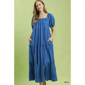 Umgee Textured Tiered Midi Dress
