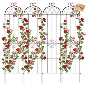 Garden Trellis 87 X 20 Inch, 4-Pack Rose and Flower Plant Support Trellises with Powder-Coated Finish and Convenient Locking Design, Durable Garden Stakes for Roses, Flowers, Vegetables, Climbing Vines