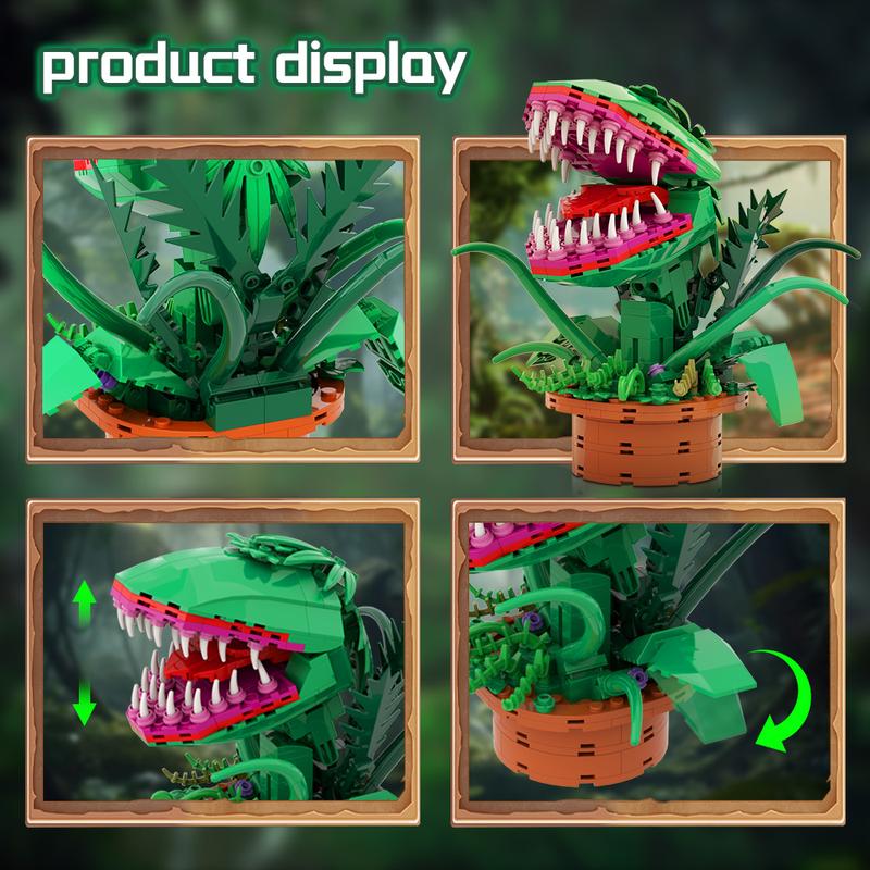 TENHORSES Audrey II Piranha Plant Building Blocks Kit 342 Pieces Compatible with Lego Sets Little Shop of Horrors Openable Mouth DIY Model for Kids Over 8 Years Old Halloween Gift