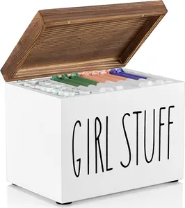 Tampon Holder & Feminine Product Organizer | Hinged Lid Storage Box for Pads & Bathroom Accessories