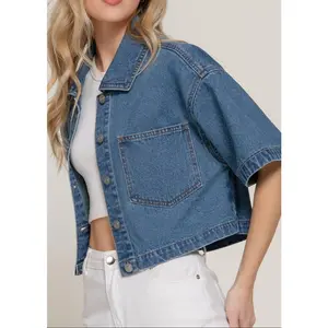 ALEXA SHORT SLEEVE BOXY SHORT DENIM JACKET