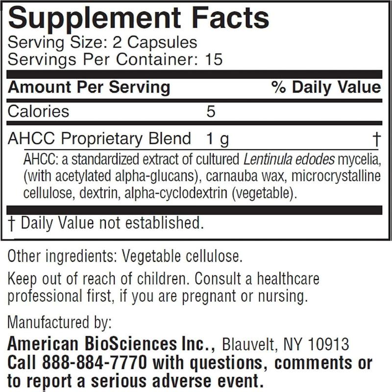 American BioSciences ImmPower AHCC Supplement Vegetarian Capsules 500mg 30 Count for Enhanced Immune Support Natural Killer Cell Activity & Cytokine Production