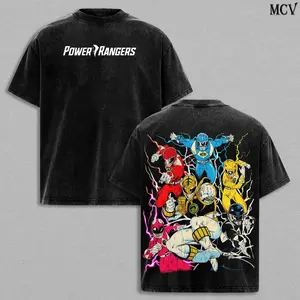 Vintage Mighty Morphin Power Rangers 1990 T-Shirt – Retro 90s TV Series, Movie & Game Superhero Graphic Tee, Classic Comic Style Unisex Top for Fans & Collectors
