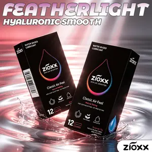 ZIOXX Classic Air Feel Male Condoms 12 Count, Everyday Comfort Water-Based Smooth Latex Condoms for Reliable Protection (52mm)