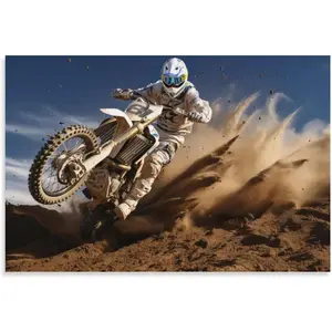 Speed Motorcycle Art Poster Prints Motorbike Motocross Contemporary Extreme Sports Fashion Canvas Wall Decor Artwork for Home Office Photo Room