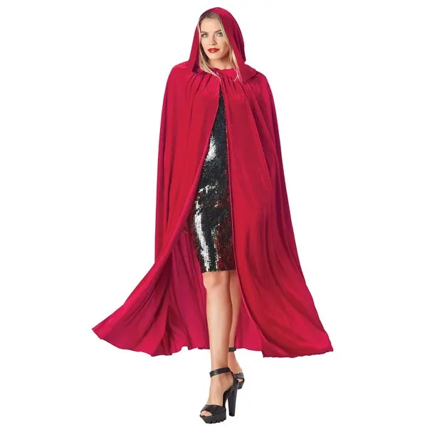 Adult Red Velvet Hooded Cape