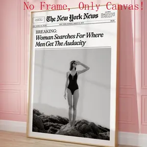 New York News Print Unframed, Magazine Headline, Vintage Bar Cart, Girly It Girl Dorm Retro, Women Searches For Where Men Get The Audacity Poster