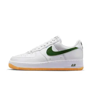 Nike Air Force 1 Low "Color of The Month" Men's Sneaker with Green Swoosh, White and Orange Color Scheme, Classic Design