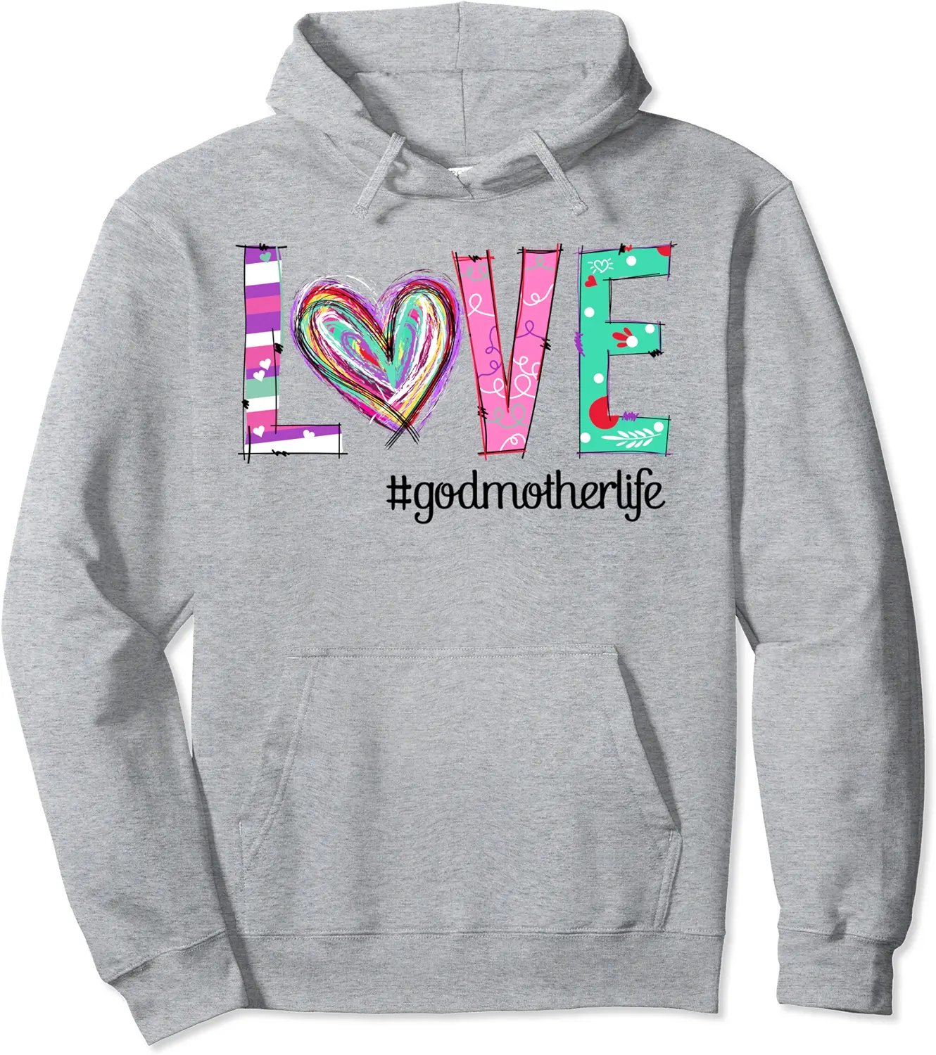 Love #GodmotherLife Godmother Life Vintage Colorful Heart Pullover Hoodie - Alexsandr Shop 39B09DT62D7V