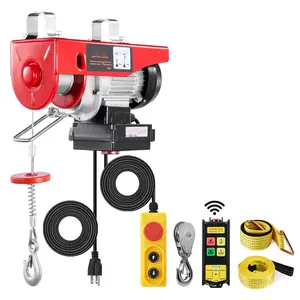Electric Hoist Crane Winch With 440 Lbs Lift Capacity, 328 Ft Wireless Remote And 14 Ft Wired Remote, Heavy Duty Portable Lifting System For Garage, Shop And Construction Sites, Industrial Grade Cable Winch