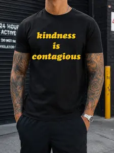 Kindness Is Contagious Positive Quote Graphic Tee Vintage Washed Cotton T Shirt For Men Women Inspirational Casual Streetwear Tee