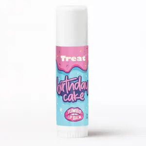 Treat Beauty Birthday Cake Jumbo Organic Lip Balm - Cocoa, Coconut, Shea & Vanilla - Triple Size Magic Infused Lip Care - US Made - Hydrating & Nourishing