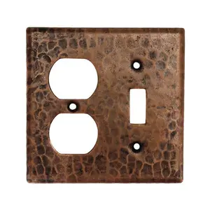Copper Combination Switchplate, 2 Hole Outlet and Single Toggle Switch