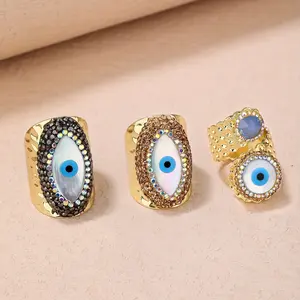 1Pc Exaggerated Ring Wide Band Or Wrap Ring Evil Eye Design 14K Plated Multi Styles For You  Choose.