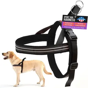 ComfortFlex Sport Dog Harness – No-Choke, Fully Padded, Non-Chafing Harness with Control Handle – Reflective, Lightweight, Adjustable for Active Dogs - Medium/Large, Raven Black