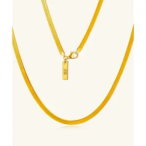 24K Yellow Gold Herringbone Chain - 3mm
