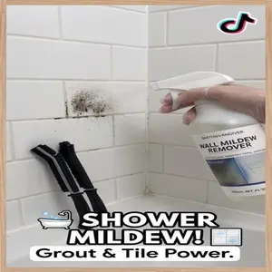 3-In-1 Wall Mildew Remover Spray with Crevice Cleaning Brush, Powerful Foam Cleaner for Bathroom Grout, Tile, House Walls, 500ML/17.6 Fl Oz