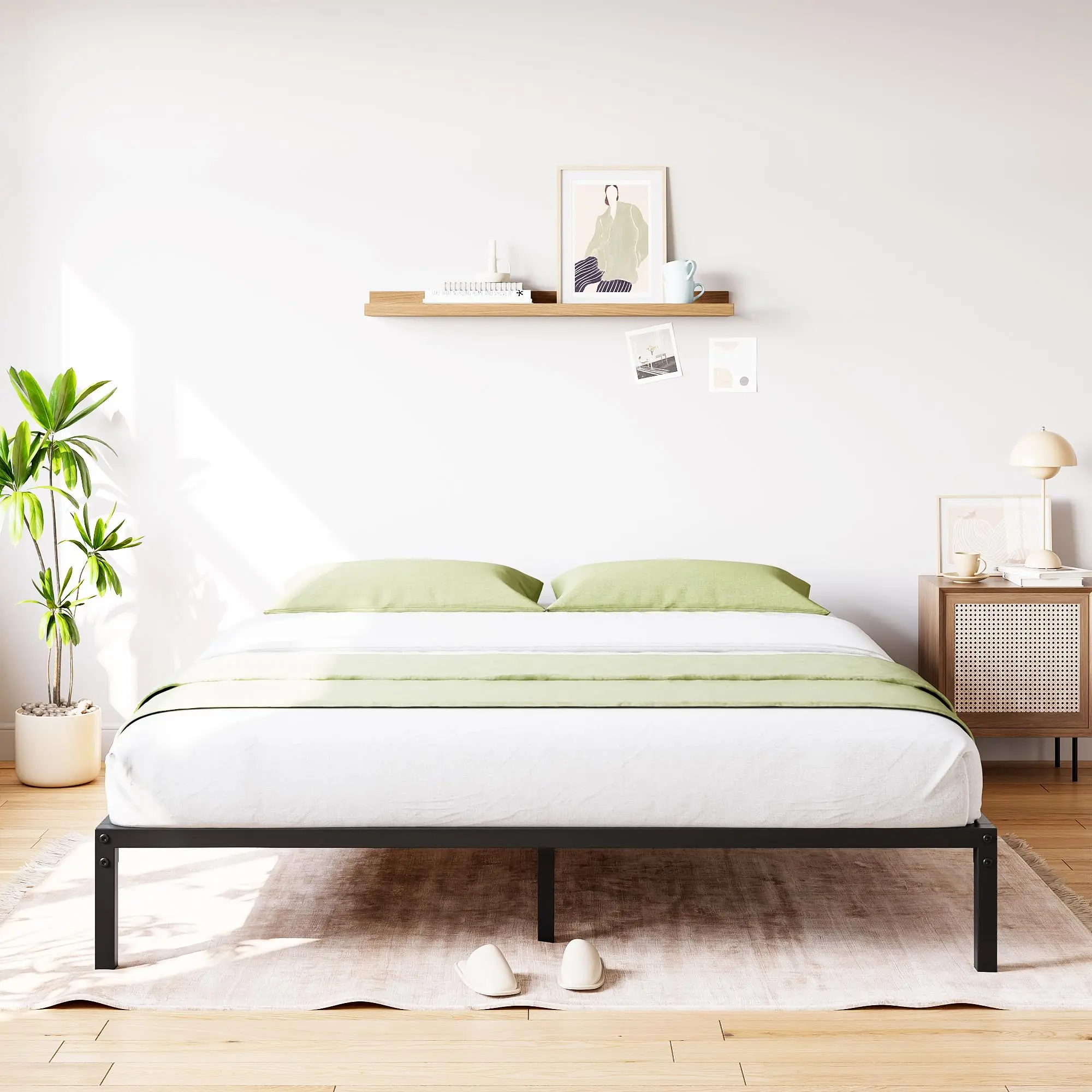 Metal Platform Bed Frame,  Twin/Full/Queen/King Size Bed Frame with Metal Slat Support, No Box Spring Needed, Noise Free, Easy to Assemble