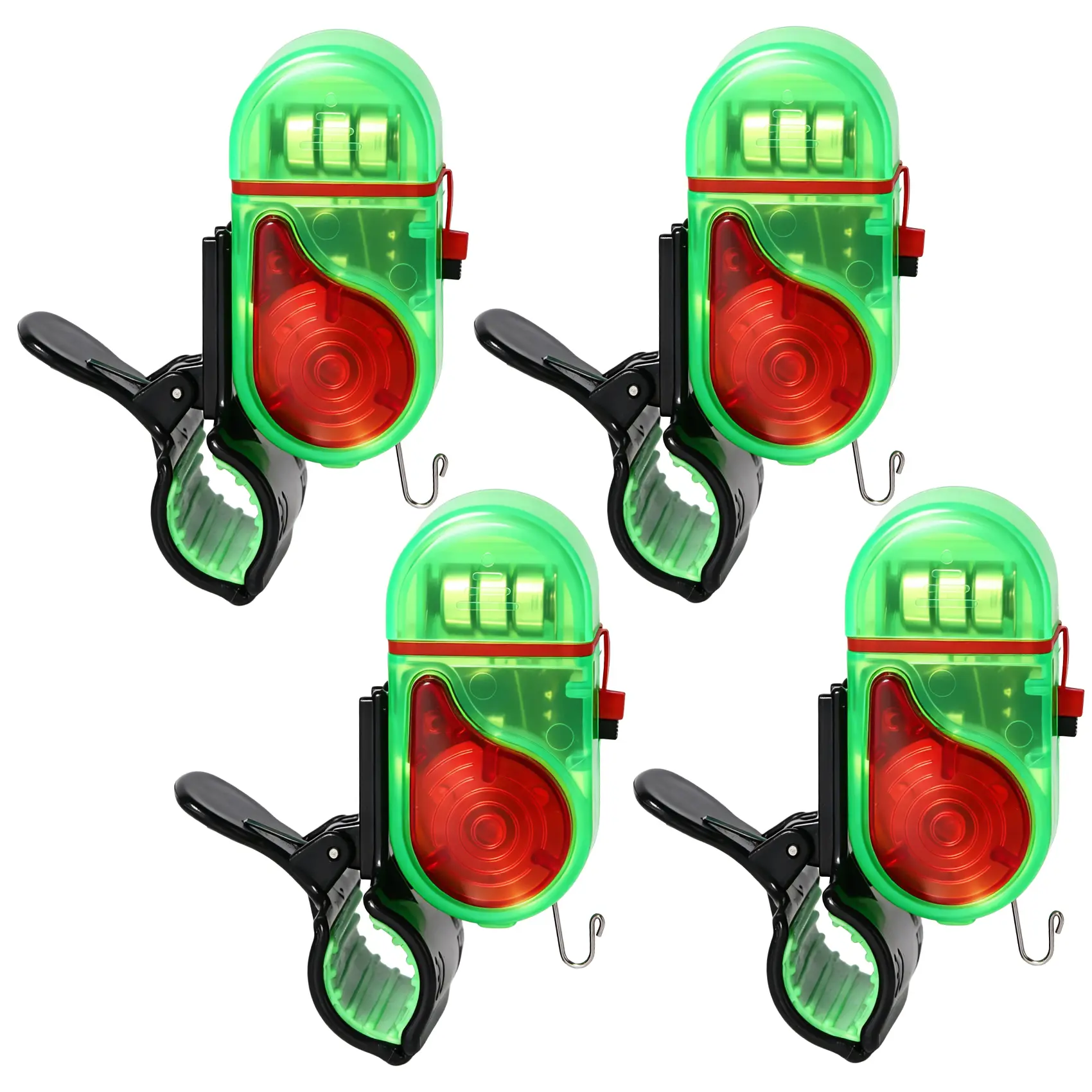 Clip-On Fishing Rod Bite Alarms 4PCS, Sensitive Electronic Fish Bells with LED Light Sound Reminder