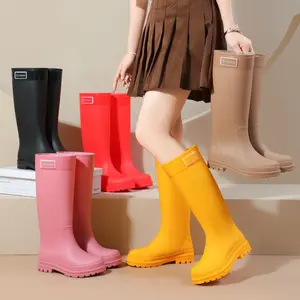 Women High-Tube Rain Boots Waterproof RubberBoots Non-Slip Fishing Boots Women Garden Work Boots PVC Galoshes Botas Mujer Lluvia