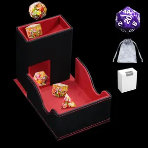 Leather Dice Tower with Drawstring Dice Bag DND Dice Rolling Gift for Tabletop Games Leather Dice Tower with Drawstring Dice Bag DND Dice Rolling Gift for Tabletop Games