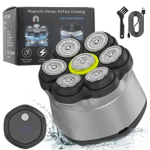 Men's High-Power Razor, 7-Blade Magnetic Shaver, Full Body Washable, Digital Display, Electric Beard Trimmer, Comfortable & Efficient