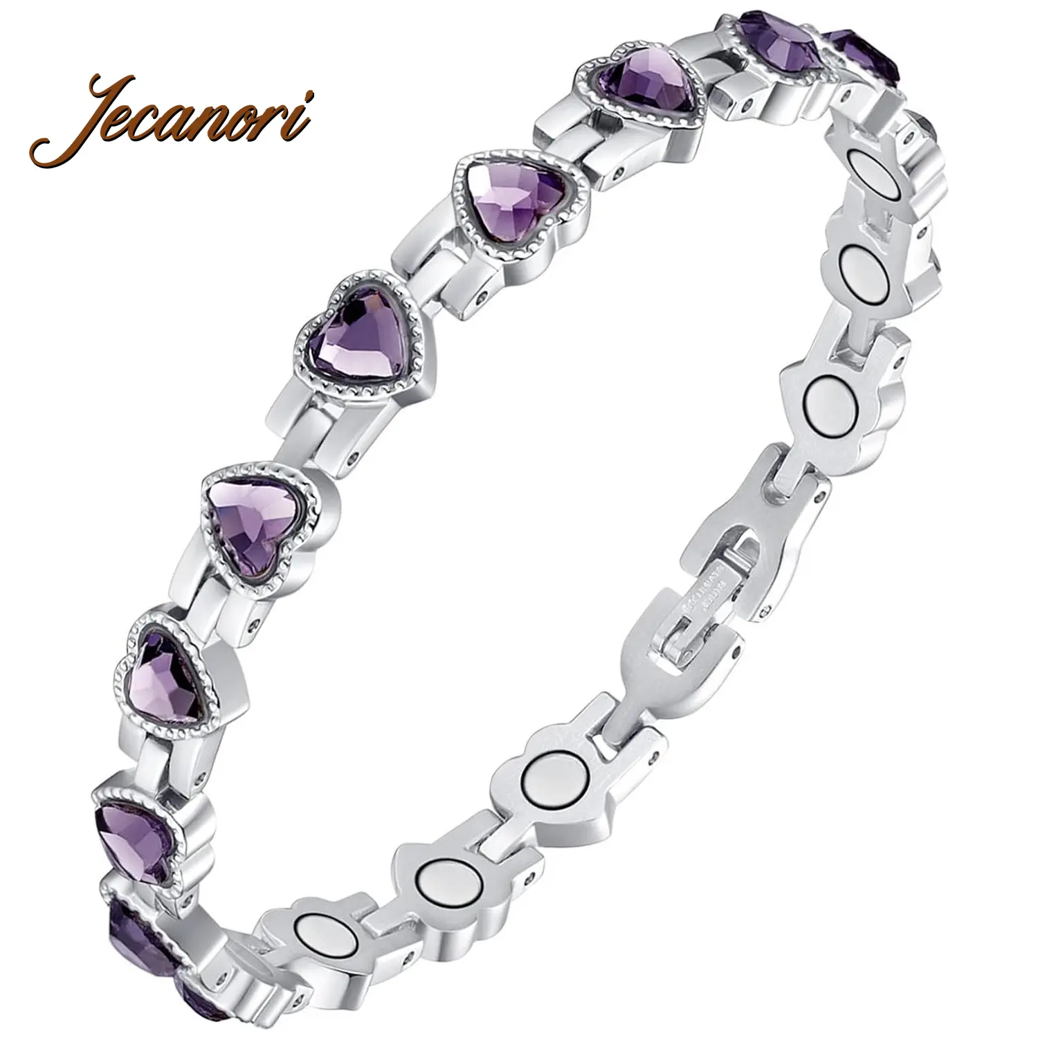 Jecanori Women's Dainty Crystal Titanium Steel Bracelet - Neodymium Magnets, Arm Candy Accessories, Bracelet Stacking Crystal Link Bangles, Crystal Link Bracelets & Bangles