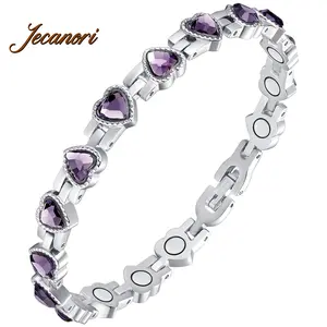 Jecanori Magnetic Bracelets for Women, Titanium Steel Magnetic Bracelet with Neodymium Magnets & Sparkling Crystals, Jewelry Gifts