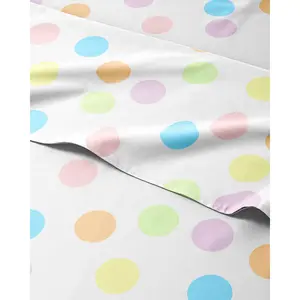 Kids Twin Size 3 Piece Bed Sheet Set Dots Spotty Patterned Bedding Soft Cute Cozy Breathable Machine Washable Pastel Bed Set for Boys Girls Teens Toddlers