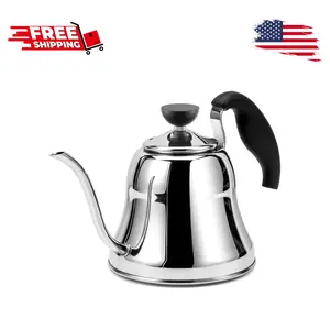 Tea Kettle for Stovetop, Gooseneck Pour Over with Flow Control, 28 oz, Silver