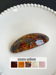 1pc/5pcs Elegant French Vintage Oval Ponytail Clip Barrettes, High-End Floral Texture, Simple Back Hair Accessory for Outdoor Spring Photography