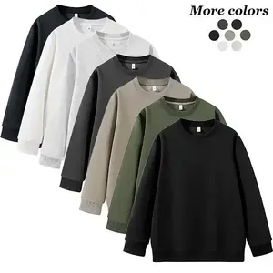 Men’s Multicolor Crewneck Sweatshirt for Spring and Autumn – Loose Fit, Casual, Solid Color Basic Pullover