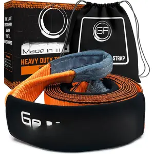 Heavy Duty Tow Strap - 3" x 20' - 35,053 lb Break Strength Tree Saver Winch &  Rope for Offroad - Weather Resistant Triple Reinforced Loop Design