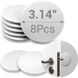 3.14" White 8 Pack Door Stoppers for Wall, Heavy-Duty Adhesive Wall Protector Shock-Absorbent, Prevents Scratches on Walls & Doors from Door Knobs