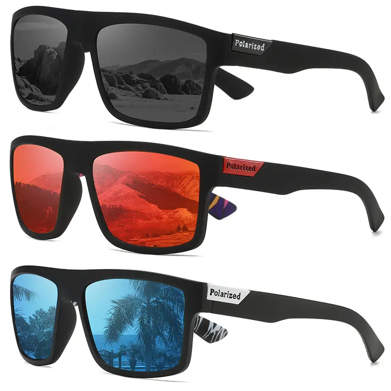 Vintage Square Sport Sunglasses for Adults, 3-Piece Set with Polarized Lens, UV400 Protection Sports Eyewear for Outdoor Fishing & Driving, Resin, Anti-Glare, Driving & Fishing, Uv400 Polarized, 3Pc, Square Frame, Sun Protection