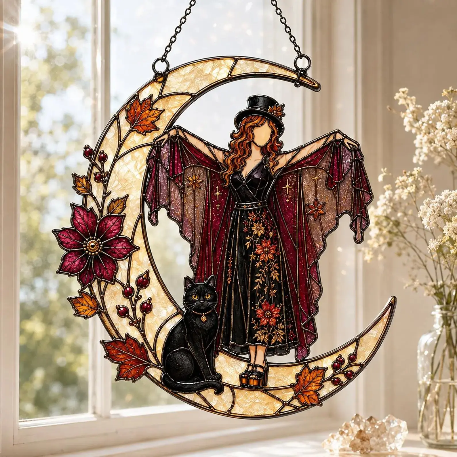 Stevie Nicks Fleetwood Mac Acrylic Suncatcher, Music Band Window Hanging, Faux Stained Glass Art, Rock And Roll Fan Gift