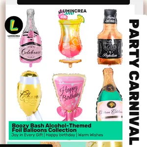 6PCS Boozy Bash Birthday Foil Balloons Trendy Alcohol-Inspired Decor for Epic Party Celebrations | Graduation balloons, Wedding balloons