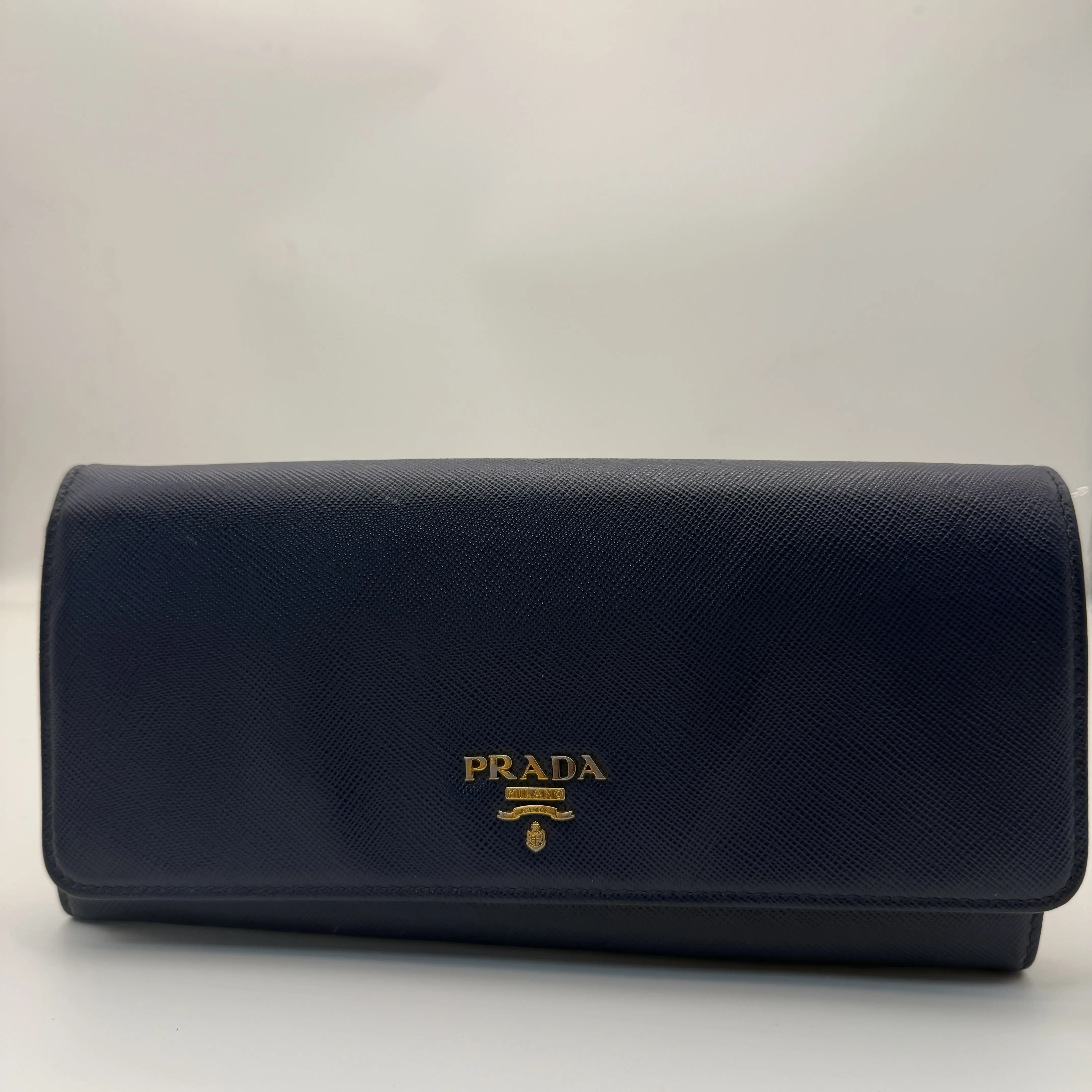 Pre-owned PRADA Saffiano leather long flap wallet