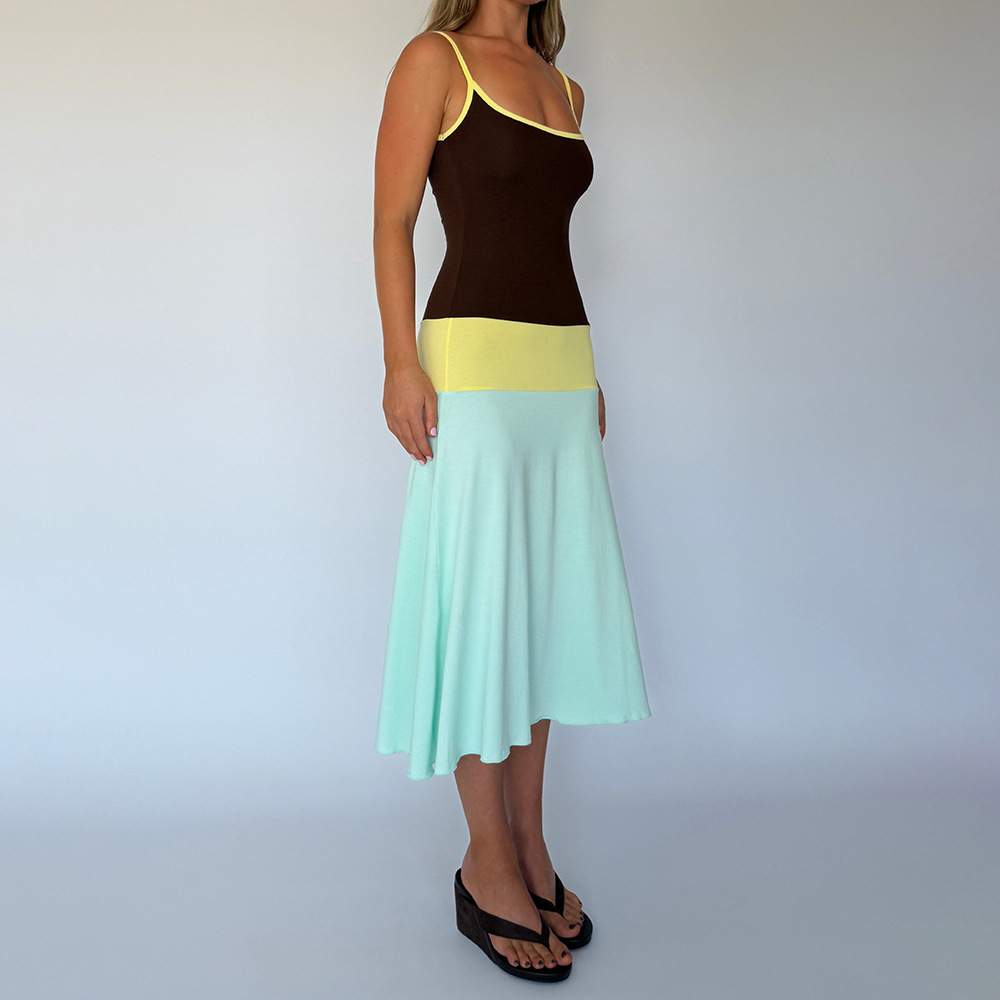 Strapless Low-cut Color-block Dress For Women
